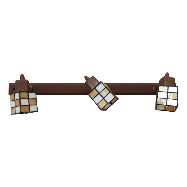 Art Deco Tiffany-Style Trio Ceiling Light, 1980s For Sale