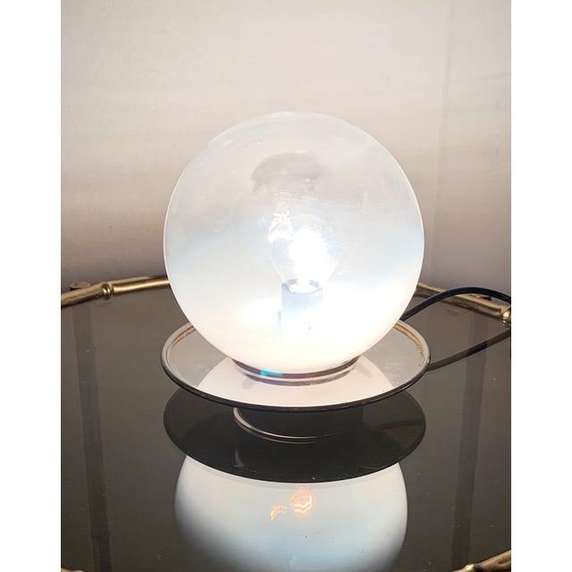 Metal Vintage Spherical Blown Glass Table Lamps, Set of 2 For Sale - Image 7 of 9