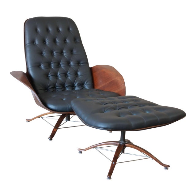 George Mulhauser for Plycraft "Mr. Chair" and Ottoman | Chairish