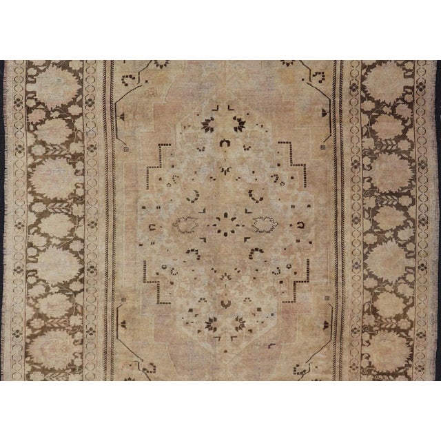 Turkish Vintage Oushak Rug With Muted Neutral Colors in Tan, Beige, Taupe, Gray & Brown For Sale - Image 3 of 13