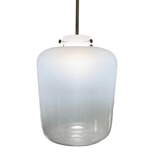 Modern Revelation Modern Hand Blow Ombré Glass Opalescence Pendant Lights Pair For Sale - Image 3 of 5