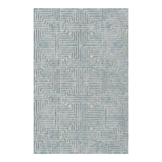 Knossos Hand-Tufted Maze Rug, Sky Blue, 6x9 For Sale