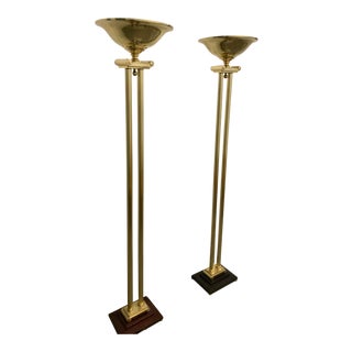 Brass Floor Lamps - A Pair For Sale