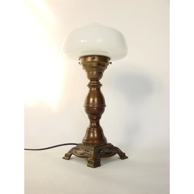 - Designed in the Art Nouveau style in the 1940s - Brass structure - Glass lampshade - Requires E27 socket European Plug...