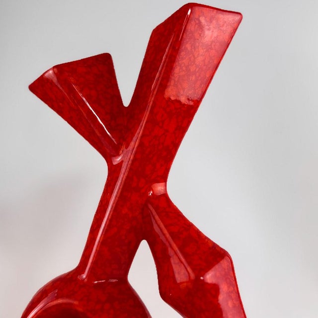 Red Vintage Red Glaze Ceramic Vase by Roberto Rigon for Bertoncello, 1970s For Sale - Image 8 of 11