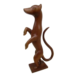 Carved Wooden Weasel Signed A. Crowe & Attributed to Amanda Crowe