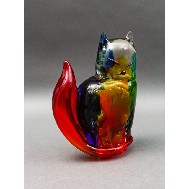 Mid 20th Century Mid 20th Century Vetro Artistico Murano Italy Vintage Cat Glass Sculpture Mario Costantini For Sale - Image 5 of 9