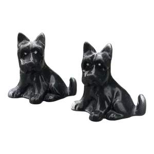 Pair of Cast Iron Scottie Dog Bookends Circa 1930's-1940's Attributed to Hubley