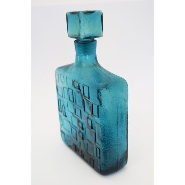 Empoli Italy Large blue relief glass carafe Made in Italy 1960s Height 30cm, Width 18cm, Depth 5.5cm Overall good...