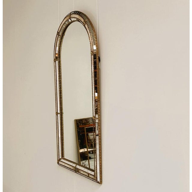Vintage Spanish Gilt Mosaic Mirror with Arched Top, 1970s For Sale - Image 6 of 9