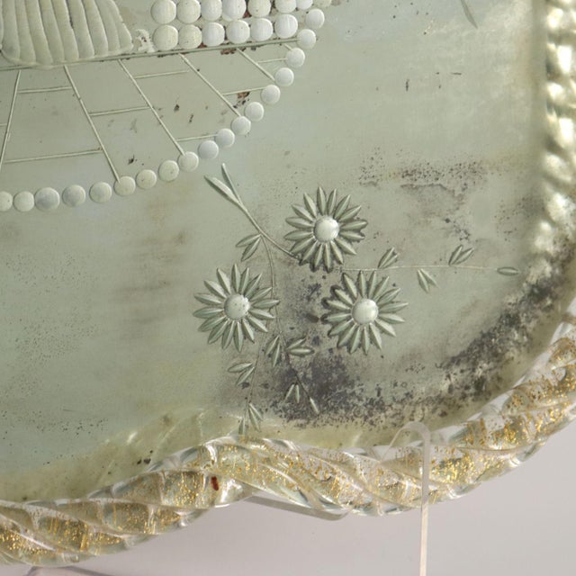 Murano Glass Engraved Mirror Tray For Sale - Image 6 of 10