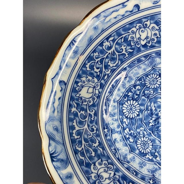 Vintage Japanese Blue and White Porcelain Serving Bowls from Seto Ware, Set of 3 For Sale - Image 5 of 11
