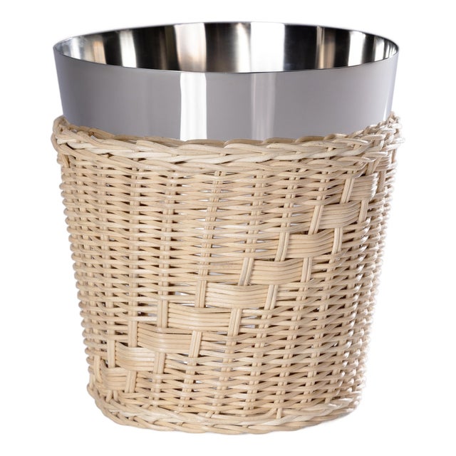 The Palmier Wicker Steel Wine Bucket For Sale