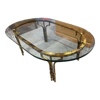 Chinoiserie Faux Bamboo Metal Coffee Table For Sale