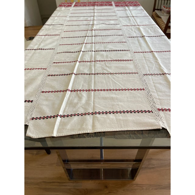 Gorgeous Antique Balkan EthnographicTextile- Handspun Embroidered Textile For Sale - Image 4 of 8