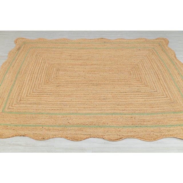 Olive Natural Jute Wave Scallop Rug 2.5x6 Ft. For Sale - Image 6 of 12