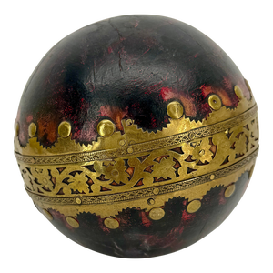 French Antique Bowling Ball With Brass Decoration