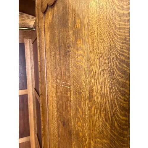 Vintage French Louis XVI Style Carved Oak 3-Door Armoire For Sale - Image 12 of 13