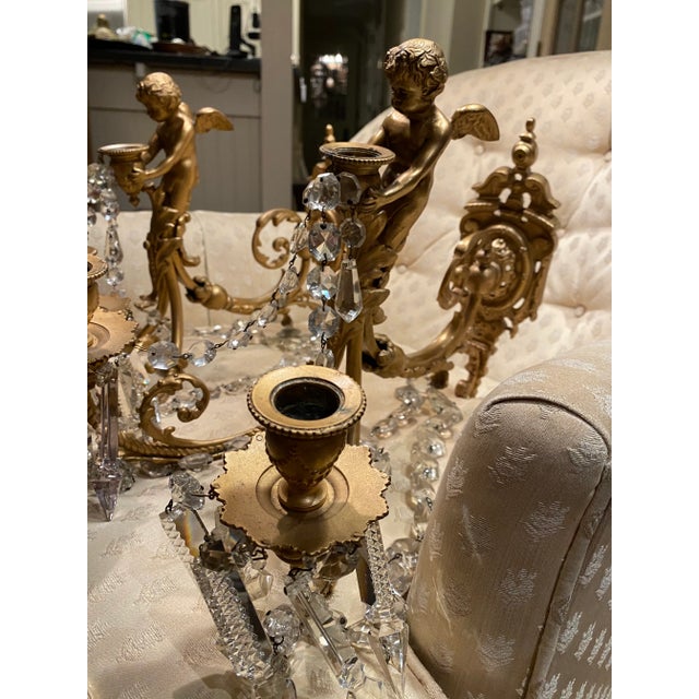 Vintage 1900s Bronze Putti Wall Sconces - a Pair For Sale - Image 9 of 11