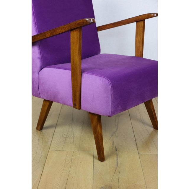 Vintage Loft Armchair in Purple Velvet, 1970 For Sale - Image 11 of 12