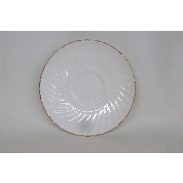 Ceramic Mid 20th Century Adderley Fine Bone China Made in England White and Gold Saucer Small Plate For Sale - Image 7 of 8