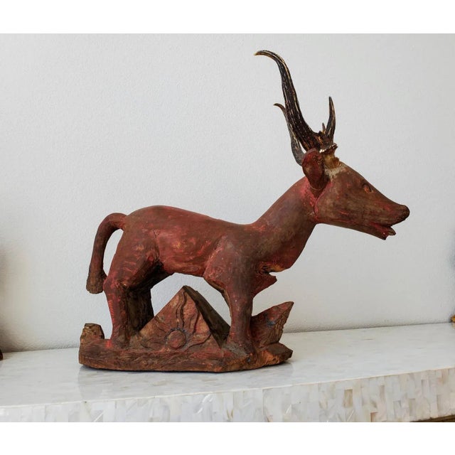 Old Bali or Java Temple Deer Statue Indonesian Folk Art Carving For Sale - Image 11 of 11