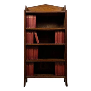 Antique Early 20th Century English Edwardian Oak Open Bookcase, 1890s For Sale