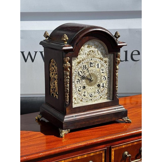 Antique Bracket Clock with Key For Sale - Image 4 of 13