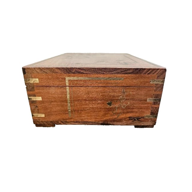 1980s Rosewood Vanity Box With Brass Inlay W/ Keys. For Sale - Image 4 of 6