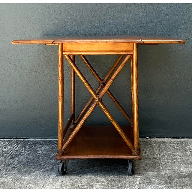 Mid 20th Century Vintage Heywood Wakefield Maple Bar Cart For Sale - Image 12 of 12