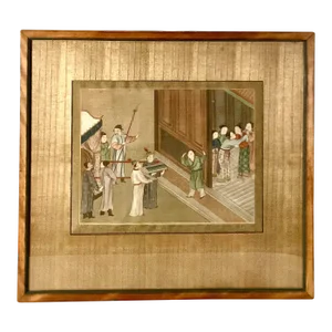 19th Century Chinese Silk Painting, Framed