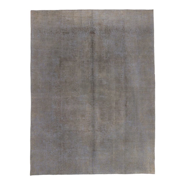 Mid 20th Century Vintage Turkish Modern Industrial Gray Rug - 09'04 X 12'04 For Sale