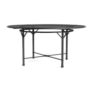 Brown Jordan Venetian 60" Round Dining Table - Glass Top, Textured Pewter frame For Sale