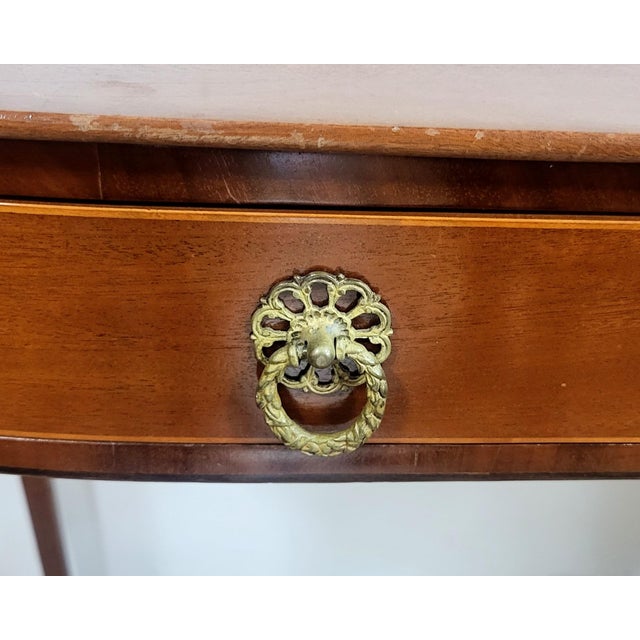 Antique English Sheridan Inlaid Two Drawer Sideboard Server Table For Sale - Image 11 of 13