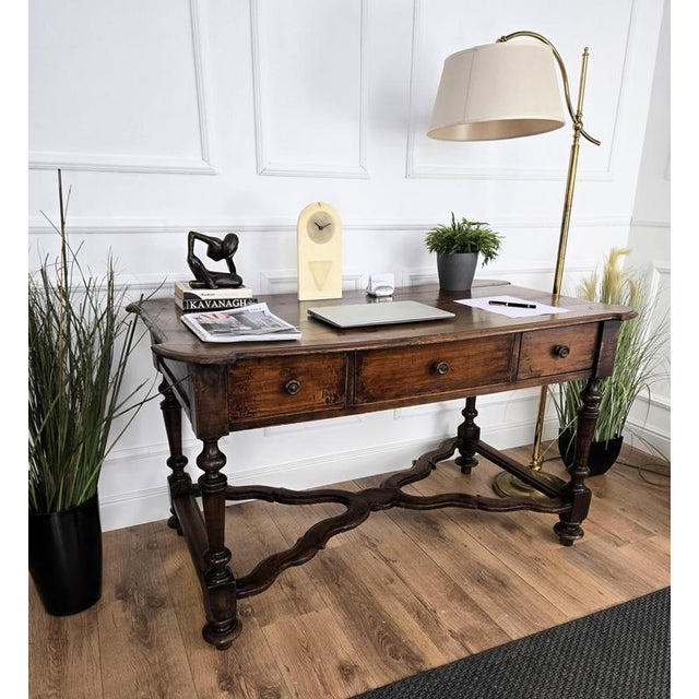 Antique Italian Carved Walnut Console Desk For Sale - Image 3 of 11