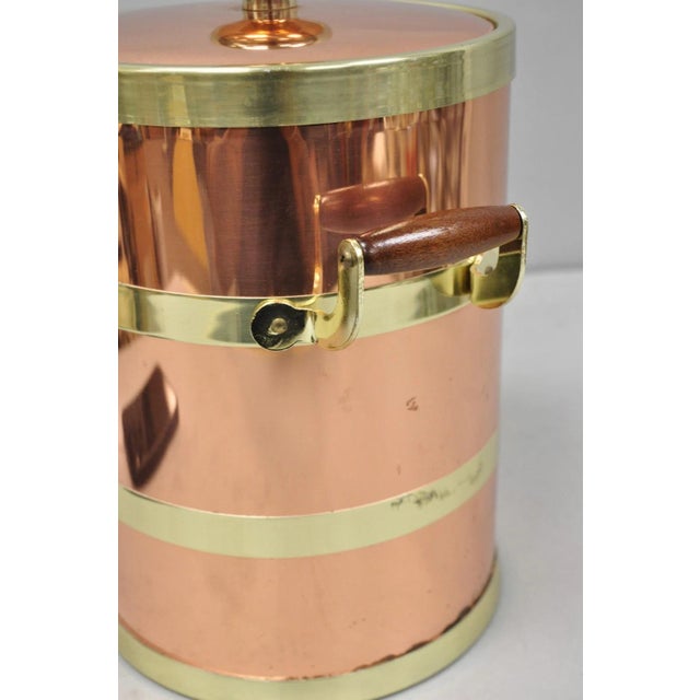 Kraftware Vintage Kraftware Nyc Mid Century Modern Copper and Brass Covered Bar Ice Bucket For Sale - Image 4 of 15