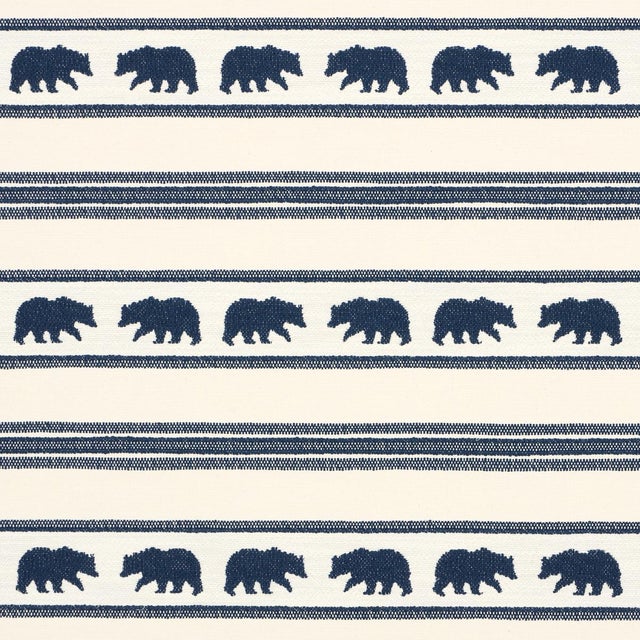 SAMPLE - Schumacher Koda Stripe Fabric In Indigo For Sale