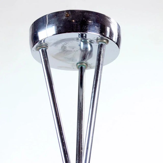 1960s Czechoslovakian Brussels Style Chrome & Glass Ceiling Lamp, 1960s For Sale - Image 5 of 6