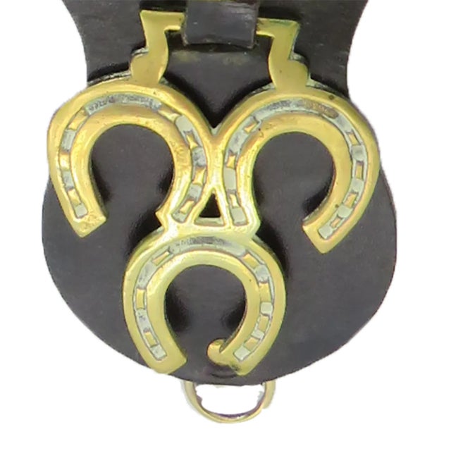 Mid 20th Century English Equestrian Brasses on Horse Tack Leather Bridle Strap For Sale - Image 5 of 8