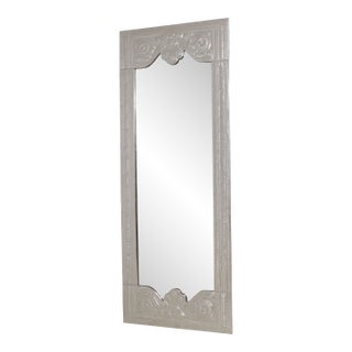 Large Embossed Silver Plated Tall Pier Mirror For Sale