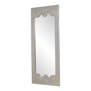 Large Embossed Silver Plated Tall Pier Mirror