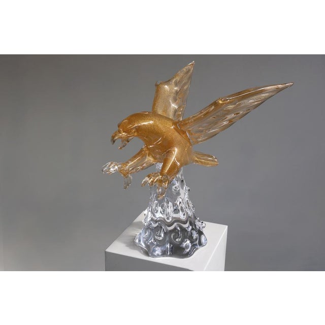 Mid-Century Italian Murano Glass Eagle Sculpture with Gold Leaf by Arnaldo Zanella, 1970s For Sale - Image 18 of 18