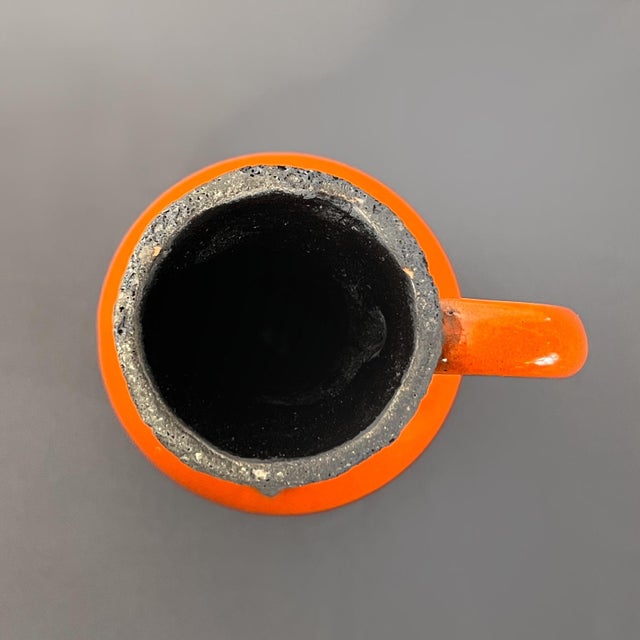 1960s 1960s West German Orange & Black Fat Lava Ceramic Ewer Vase - Attributed to Roth Keramik For Sale - Image 5 of 8