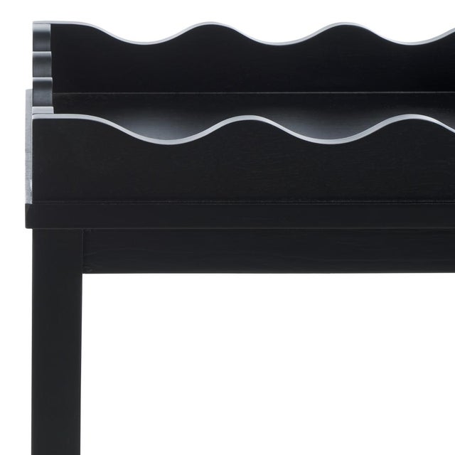 Spritely Home Darlyn Scalloped 1 Drawer Accent Table in Matte Black For Sale - Image 4 of 9
