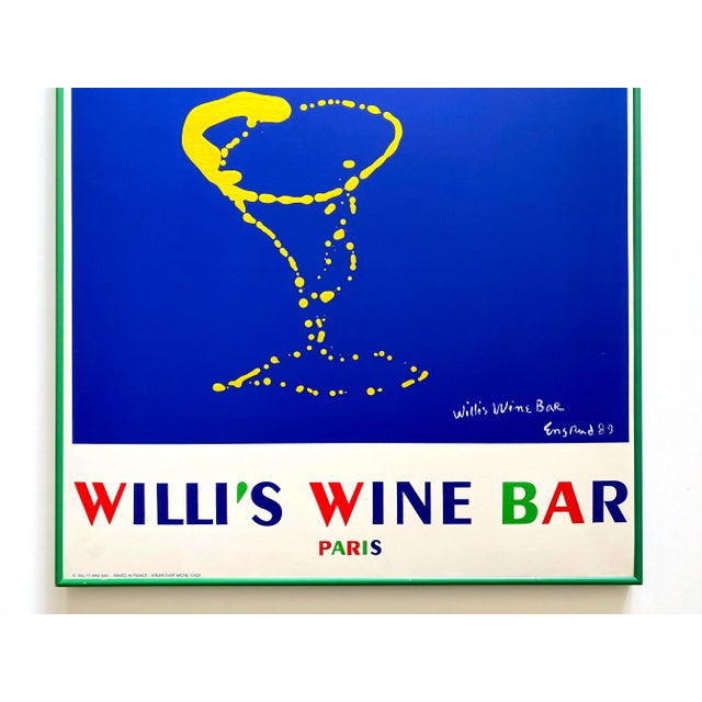 " Willi's Wine Bar Paris " Vintage 1989 Wayne Ensrud Framed Large