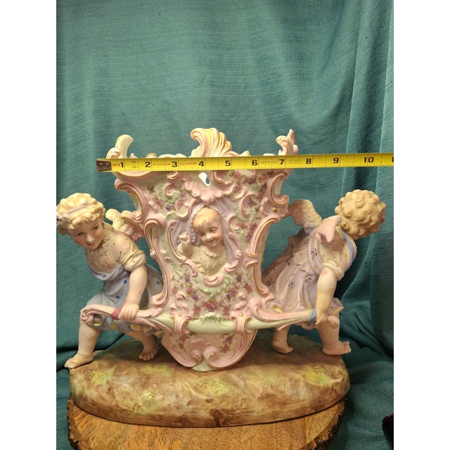 Antique Heubach Bisque Porcelain Centerpiece Cherub Figural Large Vase Mold 173 For Sale - Image 4 of 18