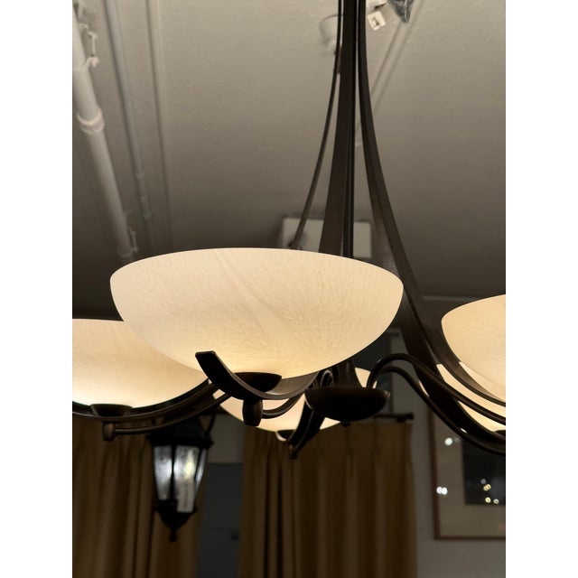 Glass Hubbardton Forge Aegis Five Light Chandelier For Sale - Image 7 of 12