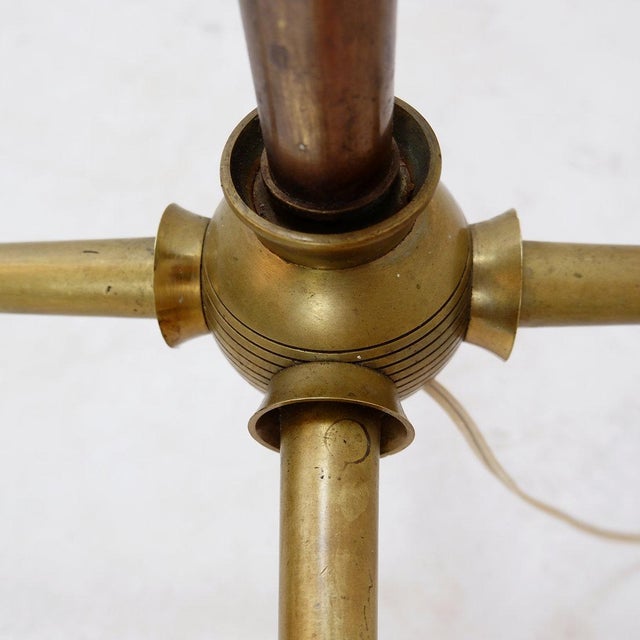 Hollywood Regency Bronzed Metal and Brass Tripod Floor Lamp, 1950s For Sale - Image 14 of 17
