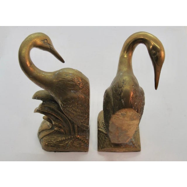 MidCentury Solid Brass Crane Bookends a Pair Chairish