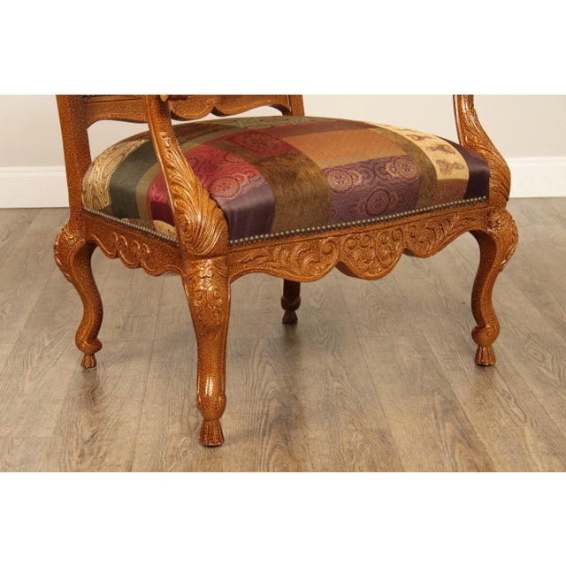 Wood Century Furniture Louis XV Provincial Style Arm Chair and Ottoman For Sale - Image 7 of 12